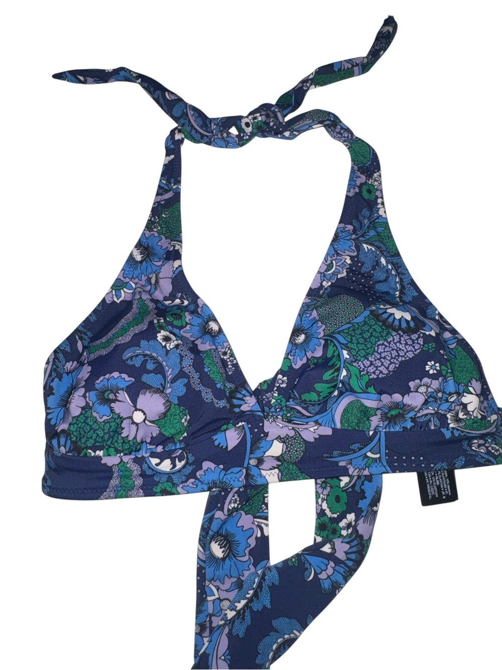 Amazon Essentials Navy Floral Halter One-Piece Swim Top